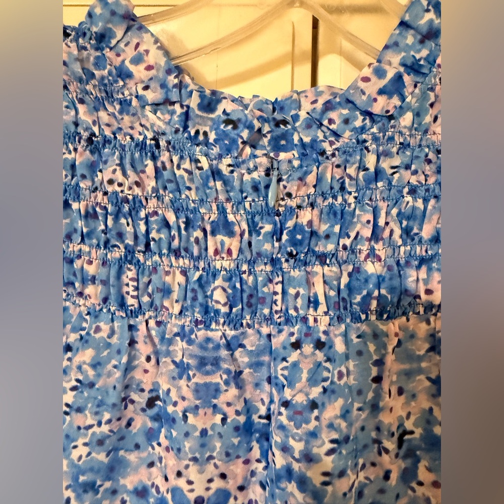 Caballero Blue Floral Short-Sleeve Blouse size Small - Picture 7 of 9